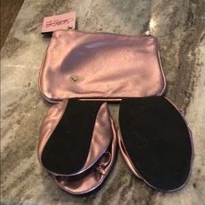 Pink metallic Sidekicks folding flats sz L/8.5-9.5